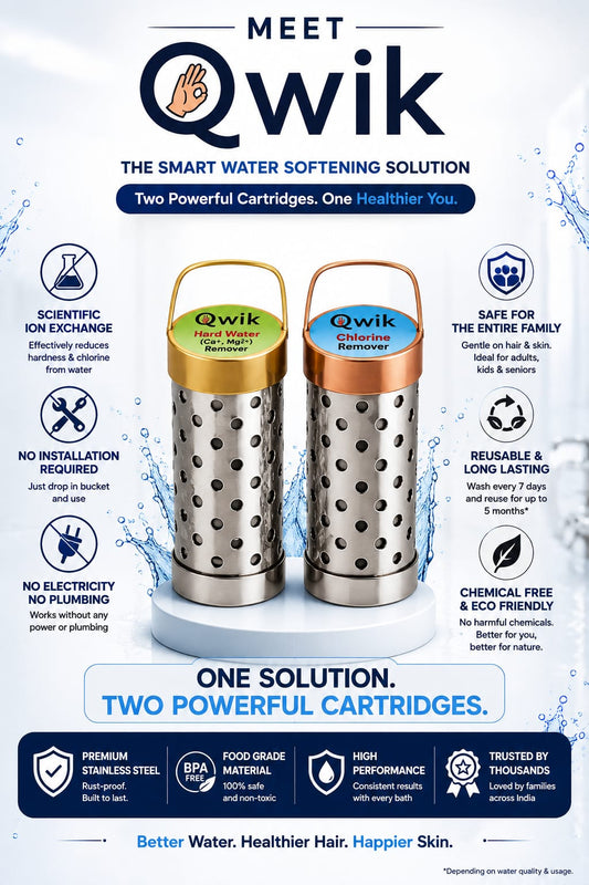 Qwik Water Softener & Chlorine Remover for Bath Water | Dual Cartridge Water Softening Solution