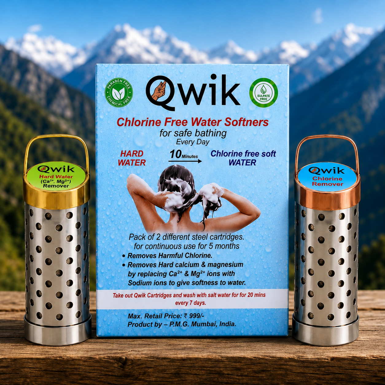 Qwik Water Softener & Chlorine Remover for Bath Water | Dual Cartridge Water Softening Solution