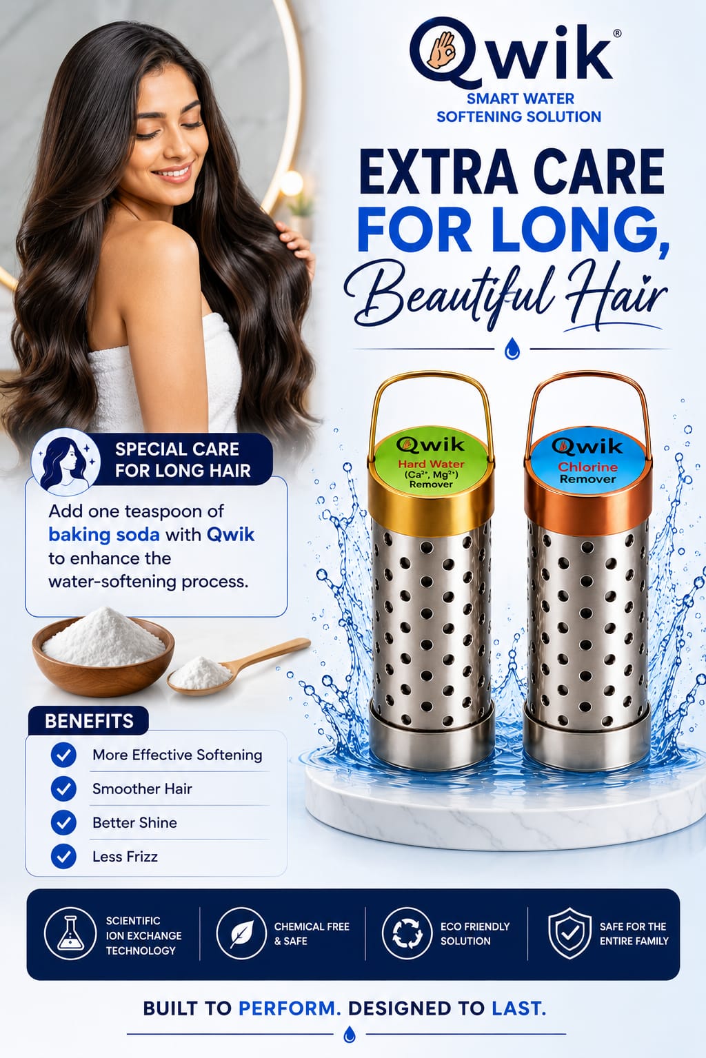 Qwik Water Softener & Chlorine Remover for Bath Water | Dual Cartridge Water Softening Solution